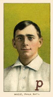 1909-11-t206-white-border-sherry-magie-error-baseball-card 1909-11 T206 White Border Sherry Magie Error Card baseball card