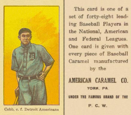 1915-american-caramel-e106-ty-cobb-with-bat-facing-front-baseball-card-1 1915 American Caramel E106 Ty Cobb (With Bat, Facing Front) baseball card