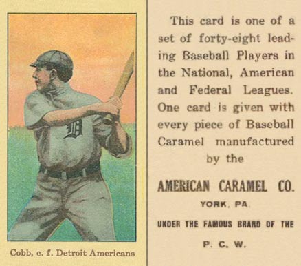 1915-american-caramel-e106-ty-cobb-with-bat-facing-to-side-baseball-card 1915 American Caramel E106 Ty Cobb (With Bat, Facing To Side) baseball card