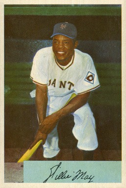 1954-bowman-89-willie-mays-baseball-card 1954 Bowman #89 Willie Mays baseball card