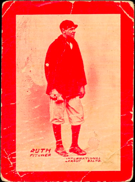 1914 Baltimore News #9 Babe Ruth Baseball Card Red Variation 14 Baltimore News #9 Babe Ruth Baseball Card Red Variation