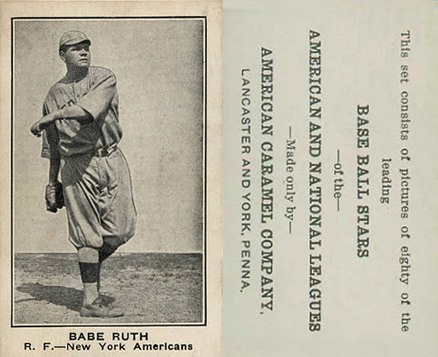 1921 American Caramel #94 Babe Ruth Baseball Card Name Shown As Babe Variation 1921 American Caramel #94 Babe Ruth Baseball Card Name Shown As Babe Variation
