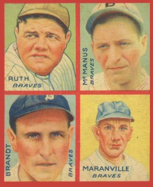 1935 Goudey 4-in-1 Brandt:Maranville:McManus:Ruth #16 Baseball Card 1935 Goudey 4-in-1 Brandt:Maranville:McManus:Ruth #16 Baseball Card