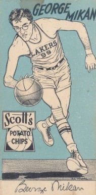1950 Lakers Scott's Potato Chips George Mikan Basketball Card 1950 Lakers Scott's Potato Chips George Mikan Basketball Card