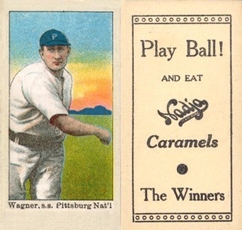 1909 Nadja Caramel #59 Honus Wagner Baseball Card Throwing 1909 Nadja Caramel #59 Honus Wagner Baseball Card Throwing