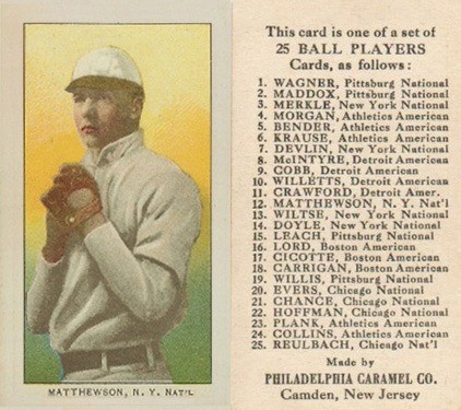 1909 Philadelphia Caramel Christy Mathewson Baseball Card 1909 Philadelphia Caramel Christy Mathewson Baseball Card