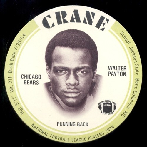 1976 Crane Discs Walter Payton Football Card 1976 Crane Discs Walter Payton Football Card
