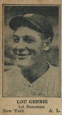 1925 W590 Strip Cards 1st Basemen #23 Lou Gehrig baseball card