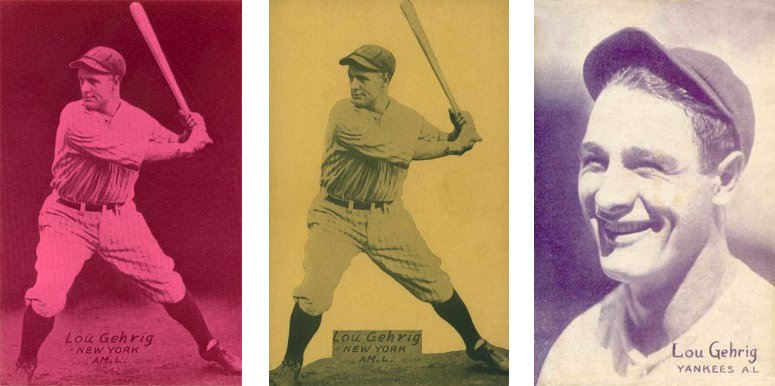 1926-1929 Exhibits Postcard Backs (Photo, Plain, Portrait) Lou Gehrig baseball cards
