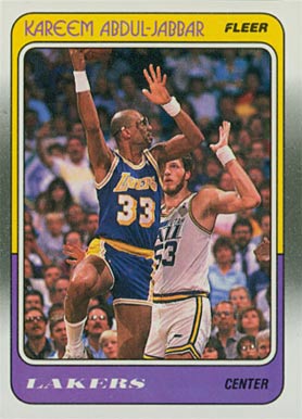1988 Fleer #64 Kareem Abdul-Jabbar basketball card