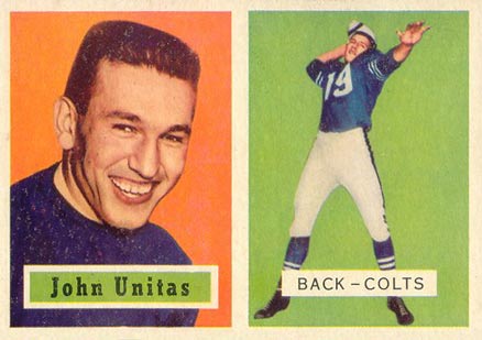 1957-topps-138-johnny-unitas-rookie-card 1957 Topps #138 Johnny Unitas rookie card