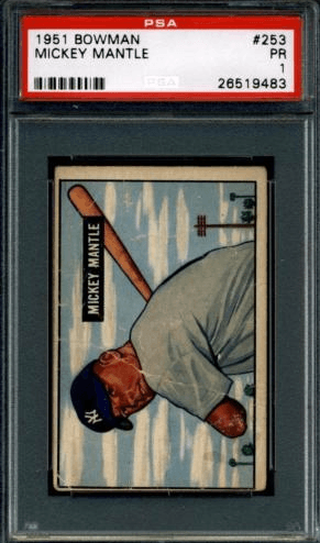 1951 Bowman Mickey Mantle graded PSA 1 Poor condition