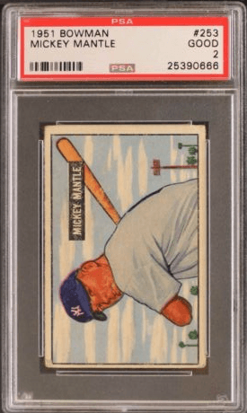 1951 Bowman Mickey Mantle graded PSA 2 Good condition