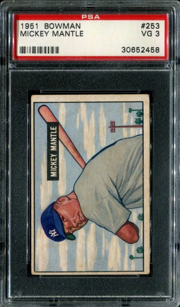 1951 Bowman Mickey Mantle graded PSA 3 Very Good condition