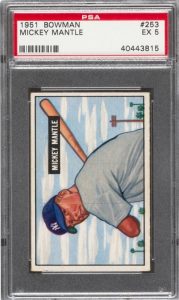 1951 Bowman Mickey Mantle graded PSA 5 Ex condition
