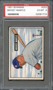 1951 Bowman Mickey Mantle graded PSA 6 Ex-Mint condition