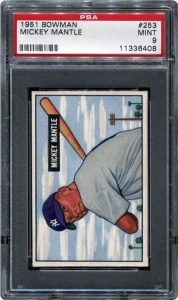 1951 Bowman Mickey Mantle graded PSA 9 Mint condition
