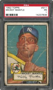 1952 Topps Mickey Mantle graded PSA 1 Poor condition