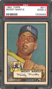 1952 Topps Mickey Mantle graded PSA 2 Good condition