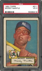 1952 Topps Mickey Mantle graded PSA 3 Very Good condition