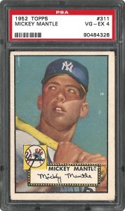 1952 Topps Mickey Mantle graded PSA 4 Very Good - Excellent condition