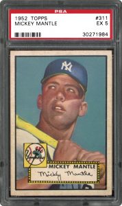 1952 Topps Mickey Mantle graded PSA 5 Ex condition