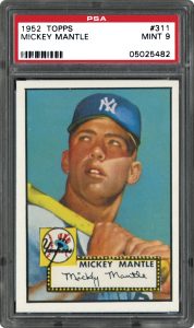 1952 Topps Mickey Mantle graded PSA 9 Mint condition