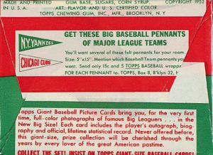 1952 Topps Baseball Pack (Reverse Side)