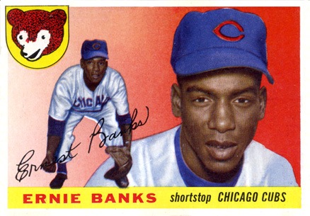 1955 Topps #28 Ernie Banks Baseball Card 1955 Topps #28 Ernie Banks Baseball Card