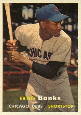 1957 Topps #55 Ernie Banks Baseball Card 1957 Topps #55 Ernie Banks Baseball Card