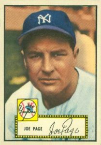 1952 Topps #48 Joe Page Baseball Card Error Sain Biography