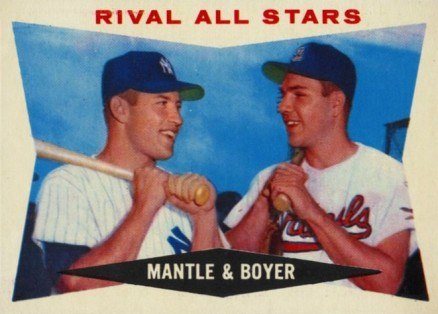 1960 Topps #160 Mantle and Boyer Rival All Stars Baseball Card 1960 Topps #160 Mantle and Boyer Rival All Stars Baseball Card