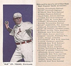 1911 George Close Candy Cy Young Baseball Card