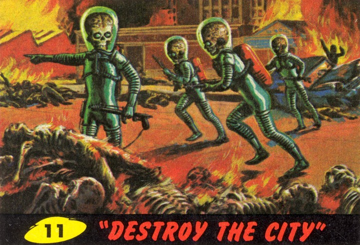 1962 Topps Mars Attacks Card #11 Destroy The City