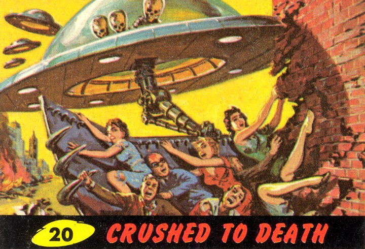 1962 Topps Mars Attacks Card #20 Crushed To Death 1962 Topps Mars Attacks Card #20 Crushed To Death