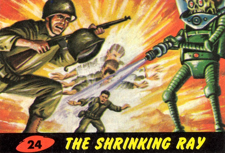1962 Topps Mars Attacks Card #24 The Shrinking Ray 1962 Topps Mars Attacks Card #24 The Shrinking Ray