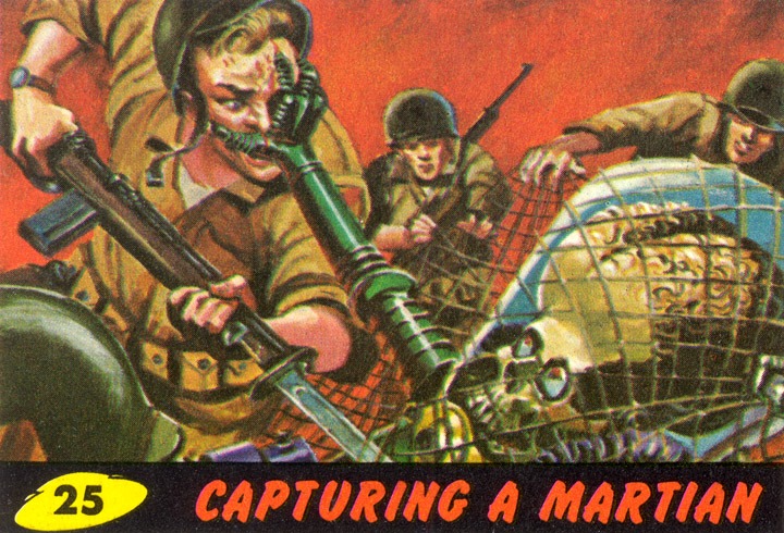 1962 Topps Mars Attacks Card #25 Capturing A Martian 1962 Topps Mars Attacks Card #25 Capturing A Martian