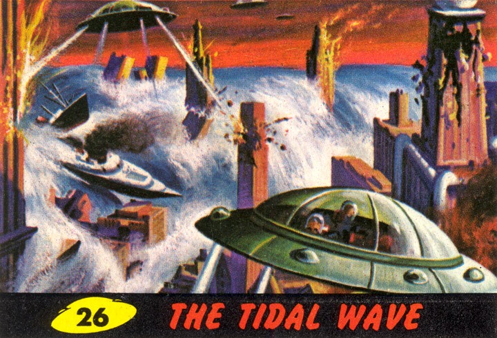 1962 Topps Mars Attacks Card #26 The Tidal Wave 1962 Topps Mars Attacks Card #26 The Tidal Wave
