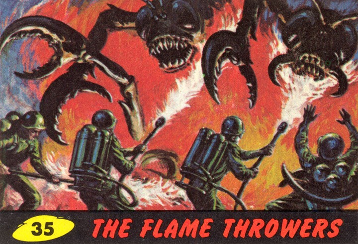 1962 Topps Mars Attacks Card #35 The Flame Throwers