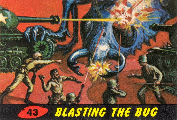 1962 Topps Mars Attacks Card #43 Blasting The Bug 1962 Topps Mars Attacks Card #43 Blasting The Bug