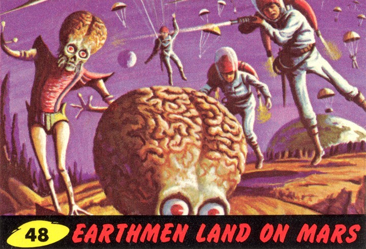 1962 Topps Mars Attacks Card #48 Earthmen Land On Mars 1962 Topps Mars Attacks Card #48 Earthmen Land On Mars