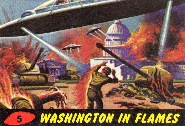 1962 Topps Mars Attacks Card #5 Washington In Flames