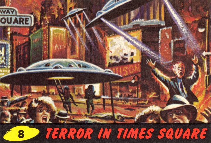 1962 Topps Mars Attacks Card #8 Terror In Times Square