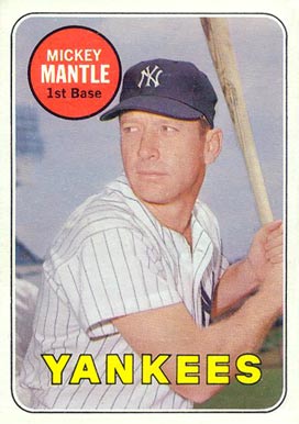 1969 Topps #500 Mickey Mantle Baseball Card Name In White Letters
