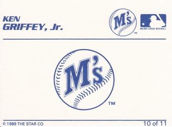 1989 Star Blue-Blue White Back #10 Ken Griffey Jr. Baseball Card Back Side