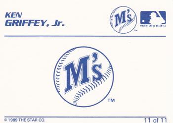 1989 Star Blue-Blue White Back #11 Ken Griffey Jr. Baseball Card Back Side 1989 Star Blue-Blue White Back #11 Ken Griffey Jr. Baseball Card Back Side
