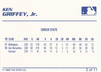 1989 Star Blue-Blue White Back #2 Ken Griffey Jr. Baseball Card Back Side