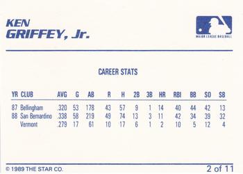 1989 Star Blue-Blue White Back #2 Ken Griffey Jr. Baseball Card Back Side 1989 Star Blue-Blue White Back #2 Ken Griffey Jr. Baseball Card Back Side