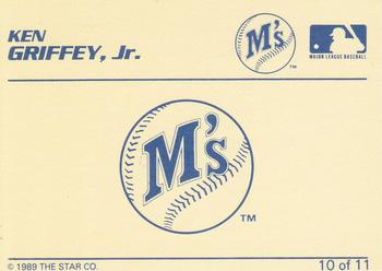 1989 Star Ken Griffey Jr. Blue-White Yellow Back #10 Ken Griffey Jr. Baseball Card Back Side 1989 Star Ken Griffey Jr. Blue-White Yellow Back #10 Ken Griffey Jr. Baseball Card Back Side