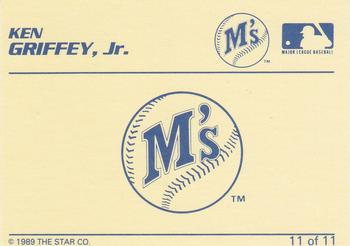 1989 Star Ken Griffey Jr. Blue-White Yellow Back #11 Ken Griffey Jr. Baseball Card Back Side